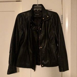 Ellen Tracy Stand Collar Leather Scuba Jacket